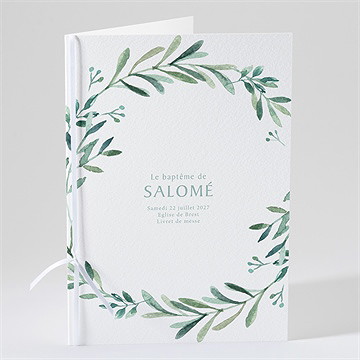 Livret de messe baptême feuilles et or