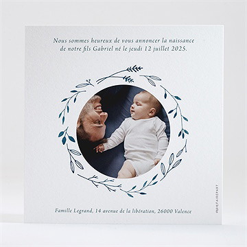 Faire-part naissance fleurs en farandole - Dos de la carte