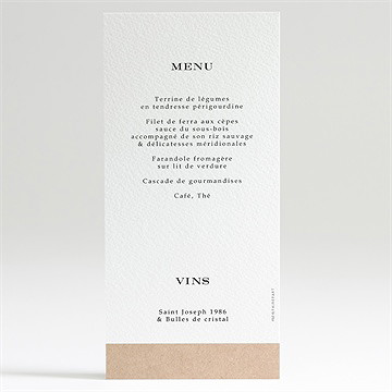 Menu baptême essentiel sacré - Dos du menu