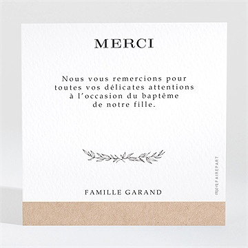Remerciement baptême essentiel sacré - Dos de la carte