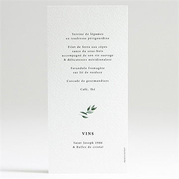 Menu communion belle simplicité - Dos du menu