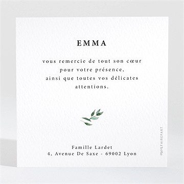 Remerciement communion belle simplicité - Dos de la carte