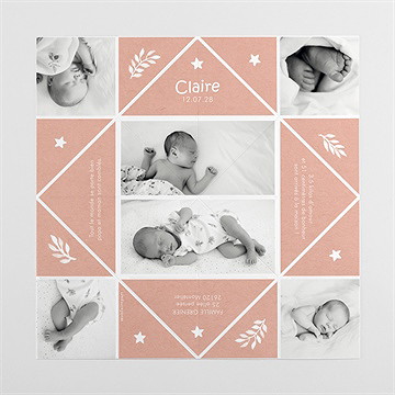 Faire-part naissance mosaique - Intérieur du faire-part plié