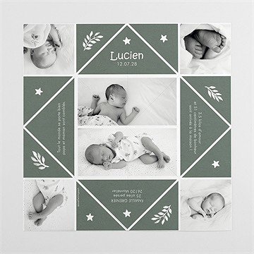 Faire-part naissance joie - Intérieur du faire-part plié