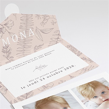 Faire-part naissance gravure élégante photo - Intérieur du faire-part