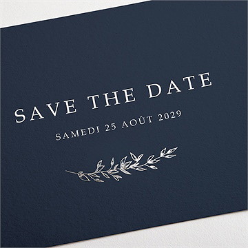 Save the Date mariage bleu minéral - Détail de la carte