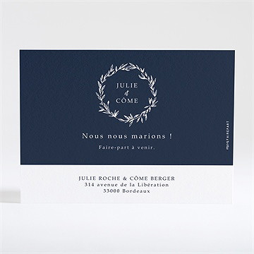 Save the Date mariage bleu minéral - Dos de la carte