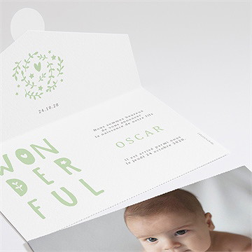 Faire-part naissance tendre vert - Détail du faire-part