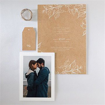 Faire-part mariage gravure élégante - Vue d'ensemble verso