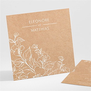 Carton d'invitation mariage gravure élégante