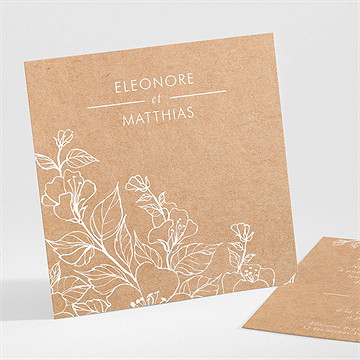 Carton d'invitation mariage gravure élégante