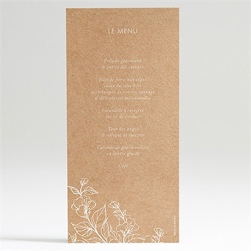 Menu mariage gravure élégante - Dos du menu