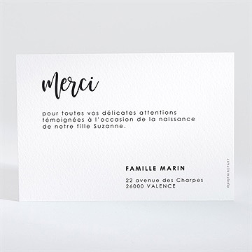 Remerciement naissance hello - Dos de la carte
