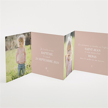 Faire-part de baptême rose thé - Intérieur du faire-part