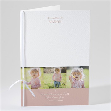 Livret de messe baptême rose thé
