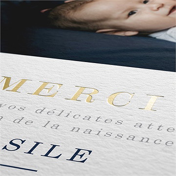 Remerciement naissance love - Marquage à chaud OR