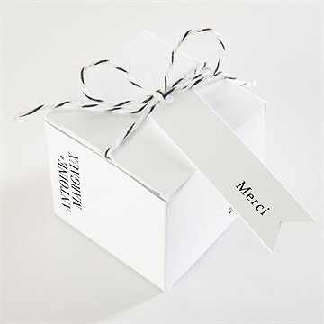 Boîte de dragées mariage lettering - Dessus de la boîte