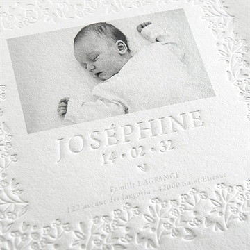 Faire-part naissance douceur en papier - Détail du faire-part