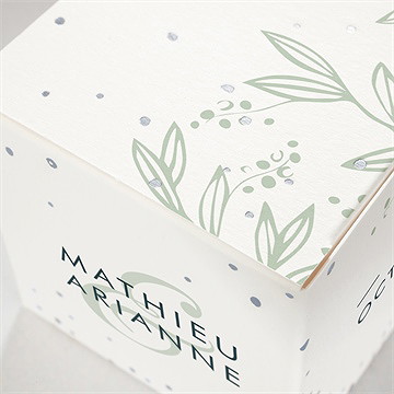 Boîte de dragées mariage esquisse argentée - Détail de la boîte