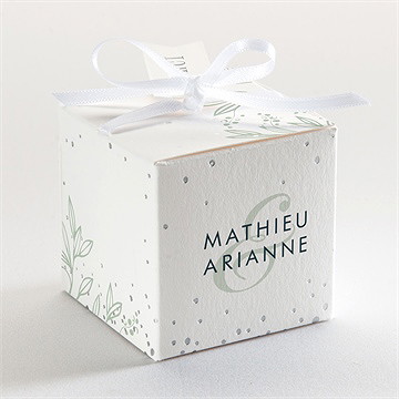 Boîte de dragées mariage esquisse argentée - Dos de la boîte