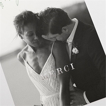 Remerciement mariage esquisse argentée - Détail de la carte