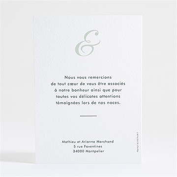 Remerciement mariage esquisse argentée - Dos de la carte