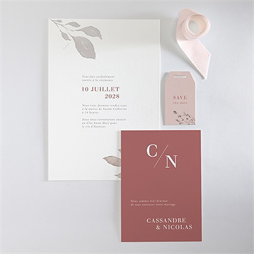 Faire-part mariage élégance rose - Vue d'ensemble