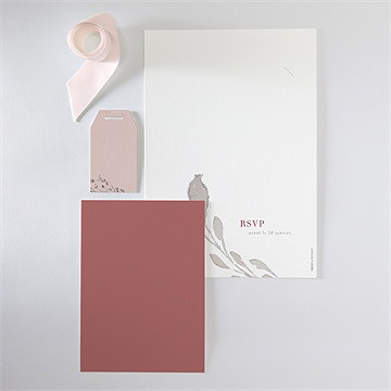 Faire-part mariage élégance rose - Vue d'ensemble verso