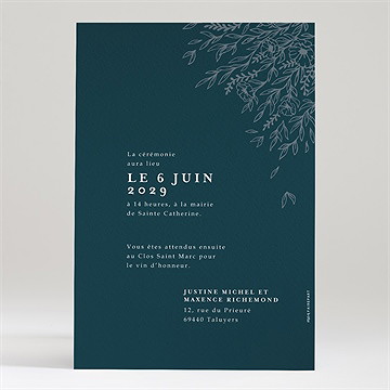 Faire-part mariage bleu royal - Dos du faire-part