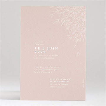Faire-part mariage rose gold - Dos du faire-part