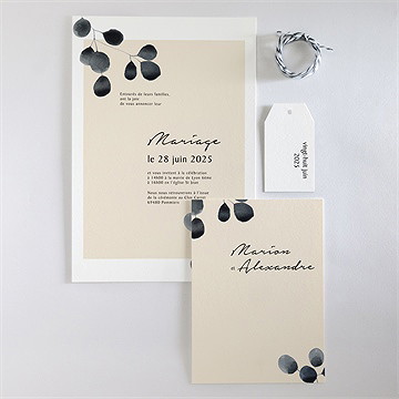 Faire-part mariage contraste - Vue d'ensemble recto