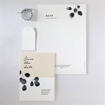 Faire-part mariage contraste - Vue d'ensemble verso