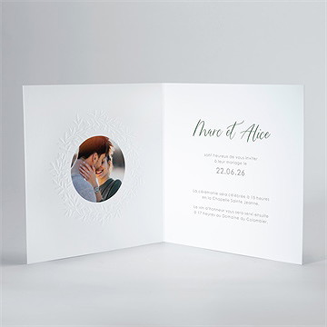 Faire-part mariage doux relief - Intérieur du faire-part