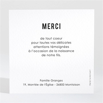 Remerciement naissance horizon - Dos de la carte