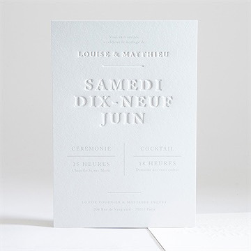 Faire-part mariage date gravée