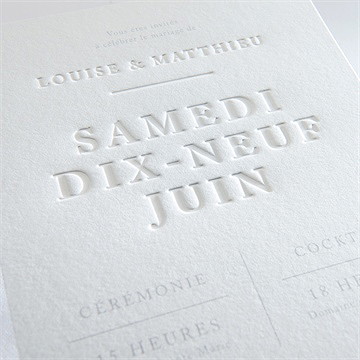 Faire-part mariage date gravée - Détail du faire-part