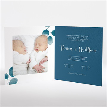 Faire-part naissance feuillage d'aquarelle - Intérieur du faire-part