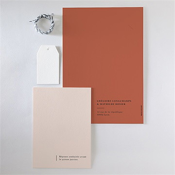 Faire-part mariage en terracotta - Vue d'ensemble verso