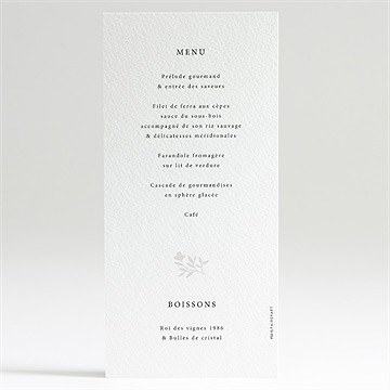 Menu mariage sublime - Dos du menu