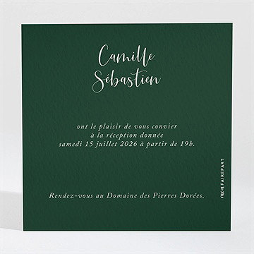 Carton d'invitation mariage fraîcheur végétale - Dos du carton