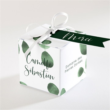 Boîte de dragées mariage fraîcheur végétale