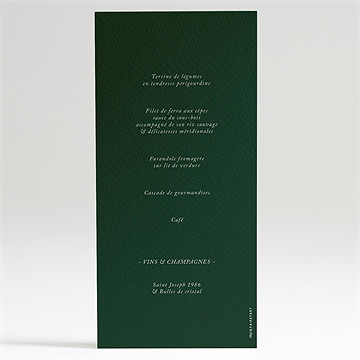Menu mariage fraîcheur végétale - Dos du menu