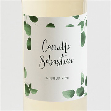 Etiquette de bouteille mariage fraîcheur végétale