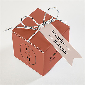 Boîte de dragées mariage en terracotta - Dessus de la boîte