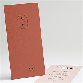 Menu mariage en terracotta