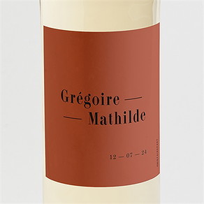 Etiquette de bouteille mariage en terracotta