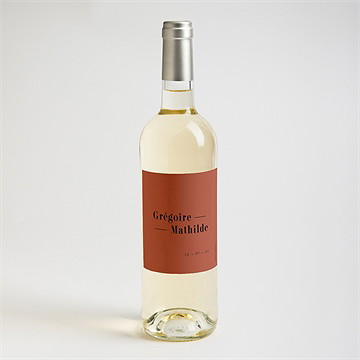 Etiquette de bouteille mariage en terracotta - Mise en situation