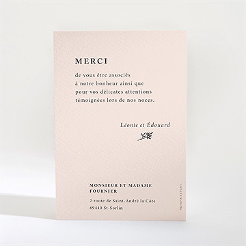 Remerciement mariage delicatesse - Dos de la carte