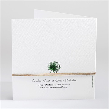 Faire-part mariage belle jungle - Dos du faire-part