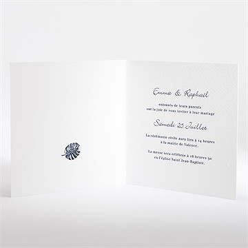 Faire-part mariage en bleu et vert - Intérieur du faire-part